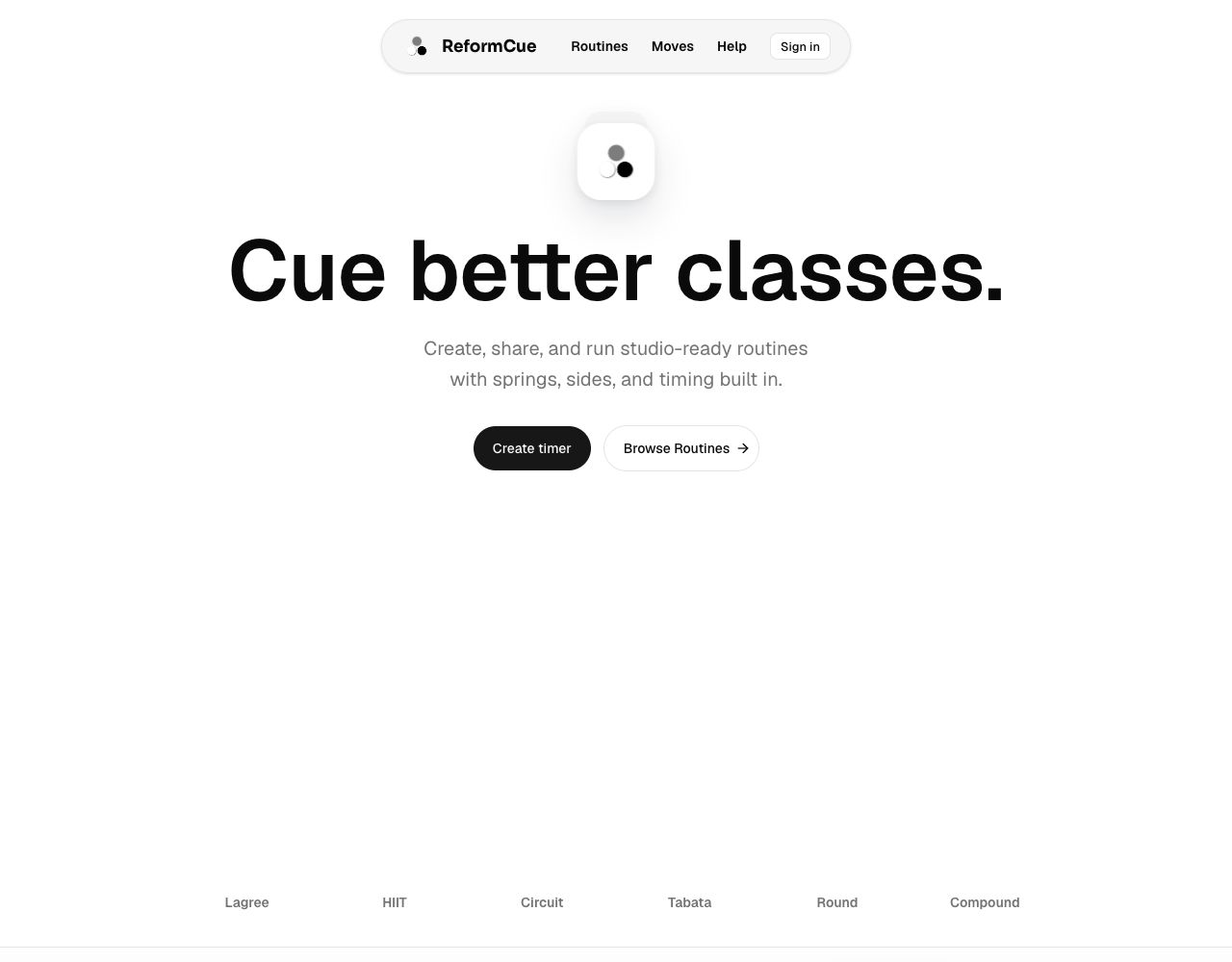 Reform Cue homepage