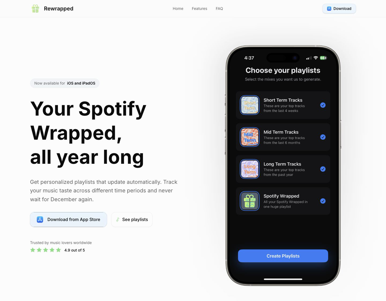 Rewrapped homepage
