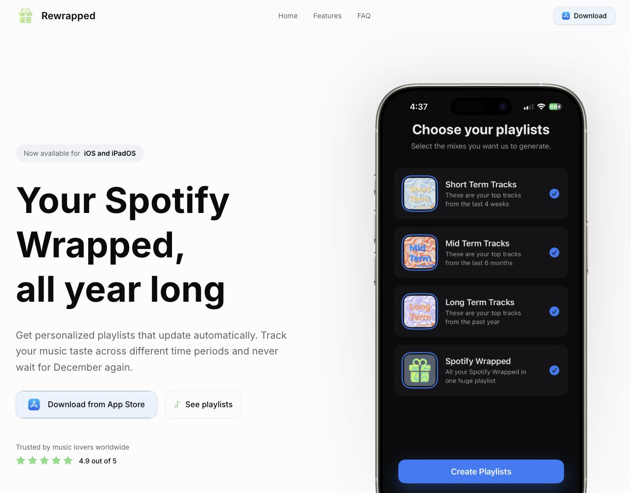 Rewrapped homepage