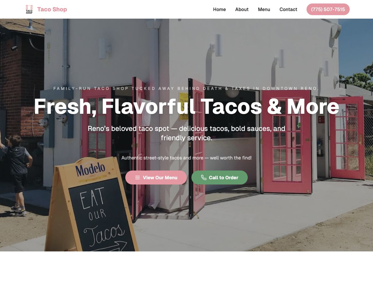 Taco Shop Reno homepage